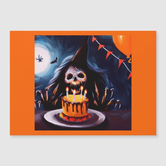 Halloween 4 - Geburtstag Magnetkarte (Vorderseite)