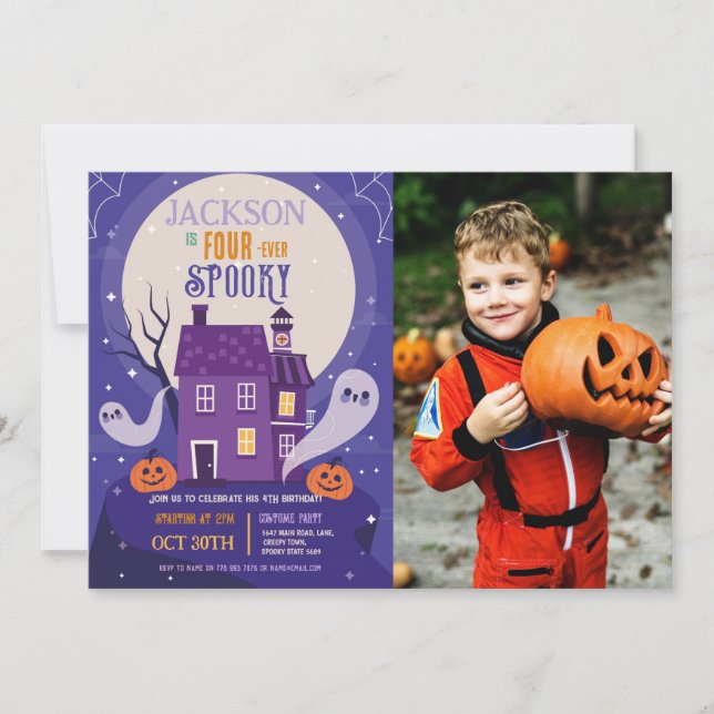 Halloween 4. Ghosts Vier-House-Party-Foto Vier Einladung (Vorderseite)