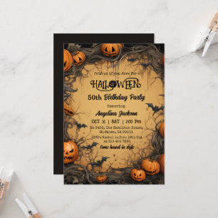 Halloween 50. Geburtstag Kürbis Vintage Gruselig Einladung