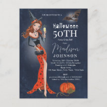 Halloween 50. Geburtstagsparty Einladung Postkarte