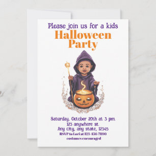 Halloween 6 Kids, charmante Zauberin Einladung