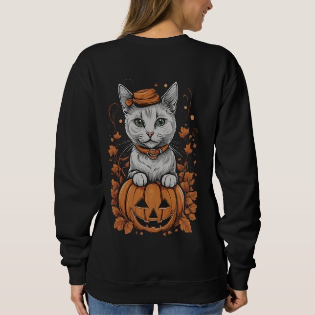 Halloween 6 kitty, Jack-o-lantern, Geschenk, Kätzc Sweatshirt (Rückseite)