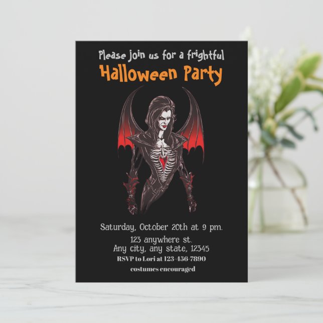 Halloween, 6 Vampire, erschreckend,c2, beängstigen Einladung (Stehend Vorderseite)