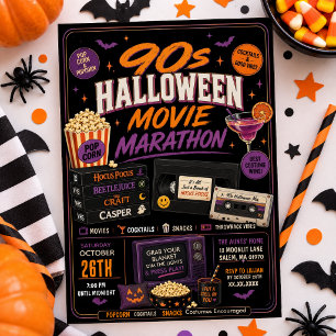 Halloween 90er Retro-Film-Marathon VHS-Filmnacht Einladung