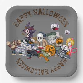 Halloween 9" Square Paper Plate Pappteller