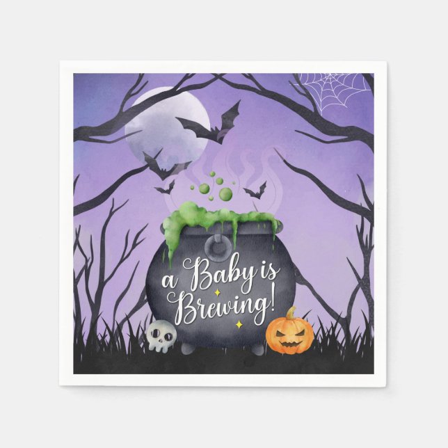 Halloween A Baby wird Baby-Dusche brauen Serviette (Vorderseite)