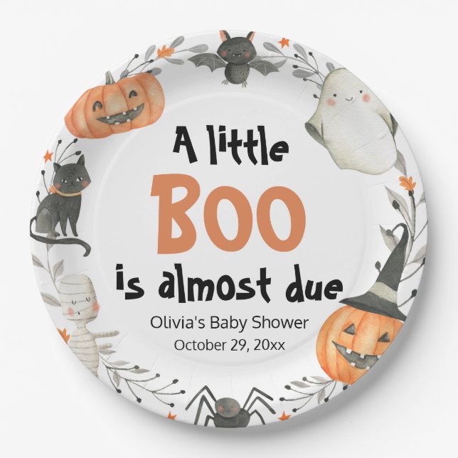 Halloween A Little Boo ist beinahe eine Kinderdusc Pappteller (Vorderseite)