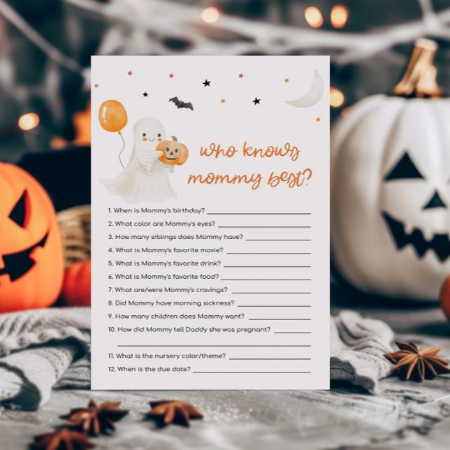 Halloween A Little Boo Wer Mommy Best Game kennt (A Little Boo Baby Shower Who knows Mommy Best Game)