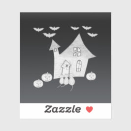 Halloween-Abend mit Spuk Haus, Fledermäusen, Kürbi Aufkleber