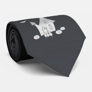 Halloween-Abend mit Spuk Haus, Fledermäusen, Kürbi Krawatte