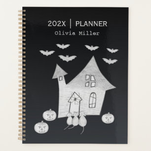 Halloween-Abend mit Spuk Haus, Fledermäusen, Kürbi Planer