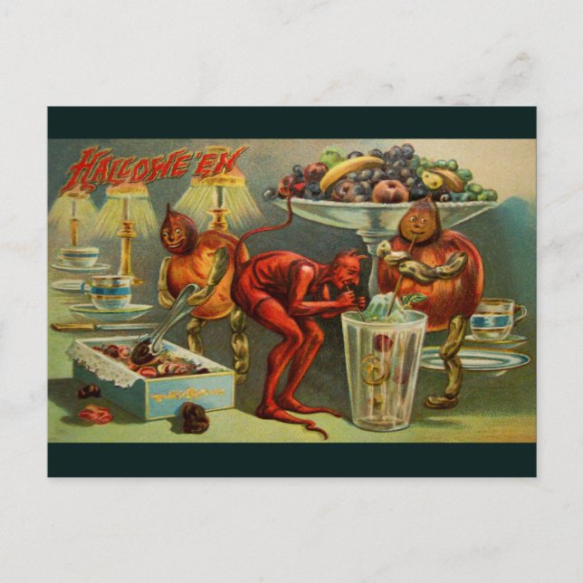 Halloween-Abendessen Postkarte (Vorderseite)