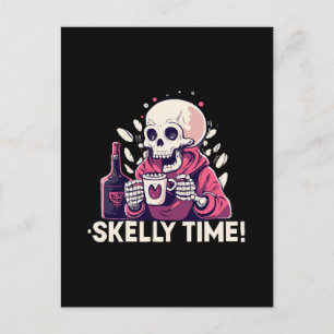 Halloween, aber es ist Skelett-Zeit Postkarte