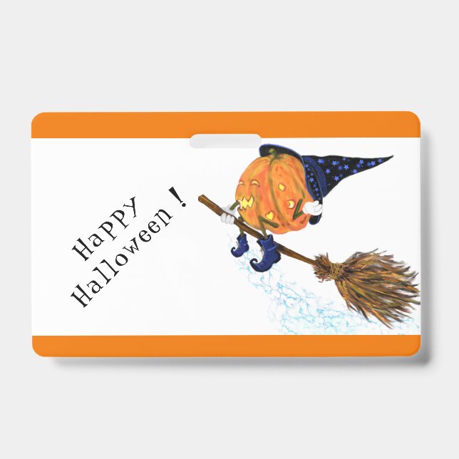 Halloween Abzeichen Hexenkürbis Ausweis (Vorderseite)