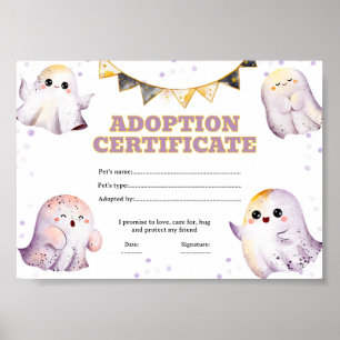 Halloween Adoptiere-ein-Geist-Zertifikat Poster