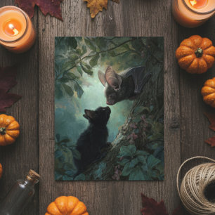 Halloween Adorable Kitten trifft Bat Postkarte