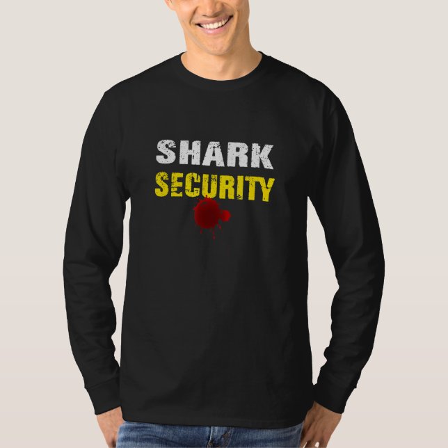 Halloween Adult Kostüm Shark Security Vater Mama T-Shirt (Vorderseite)