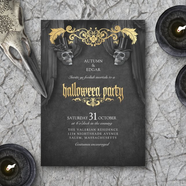 Halloween Adult Party Vintag Skull Einladung (Von Creator hochgeladen)