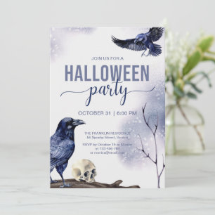 Halloween Adult Party Watercolor Gothic Raven Einladung