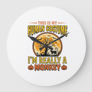 Halloween-Affen-Kostüm Vintage-Shirt-Design_1 Große Wanduhr
