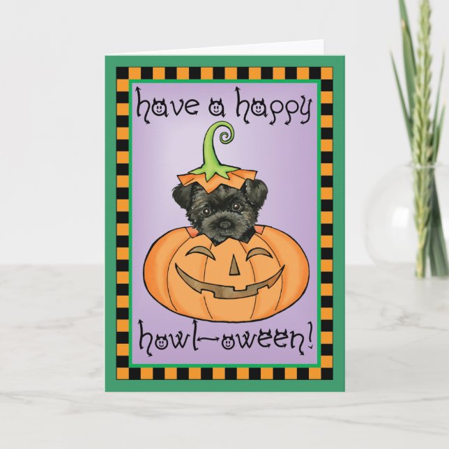 Halloween-Affenpinscher Karte (Vorderseite)