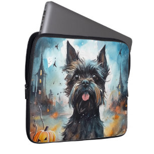 Halloween Affenpinscher mit Pumpkins Beängstigend Laptopschutzhülle