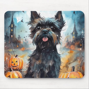 Halloween Affenpinscher mit Pumpkins Beängstigend Mousepad