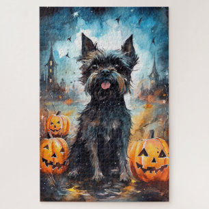 Halloween Affenpinscher mit Pumpkins Beängstigend Puzzle