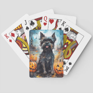 Halloween Affenpinscher mit Pumpkins Beängstigend Spielkarten