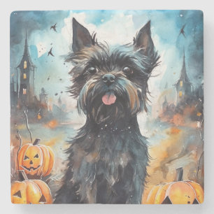 Halloween Affenpinscher mit Pumpkins Beängstigend Steinuntersetzer