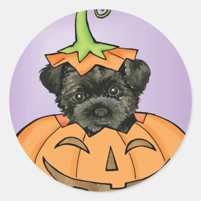 Halloween Affenpinscher Runder Aufkleber (Vorderseite)