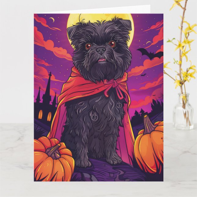 Halloween Affenpinscher Vampire Pumpkins Beängstig Karte (Gelbe Blume)