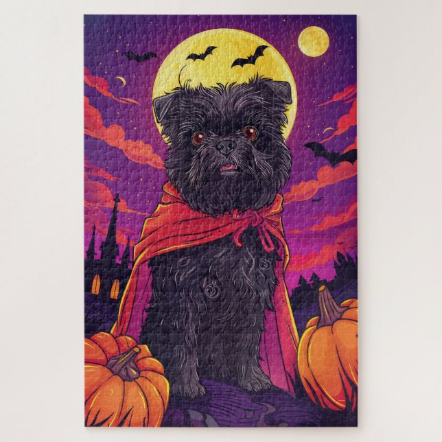 Halloween Affenpinscher Vampire Pumpkins Beängstig Puzzle (Vertikal)