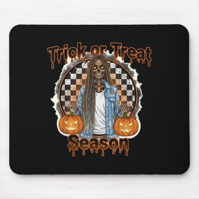 Halloween African American Skeleton Season Pumpkin Mousepad (Vorne)