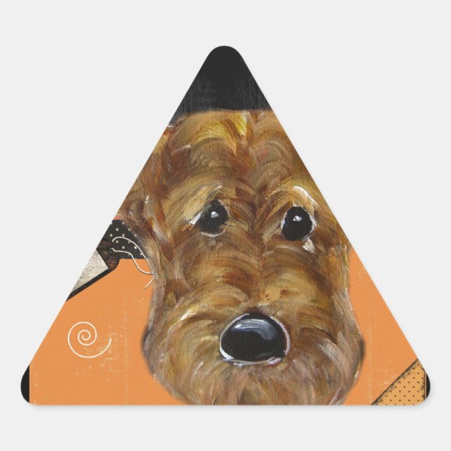 HALLOWEEN AIREDALE DREIECKIGER AUFKLEBER (Vorderseite)