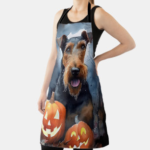Halloween Airedale mit Pumpkins Beängstigend Schürze