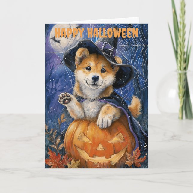 Halloween Akita Dog Feiertagskarte (Vorderseite)