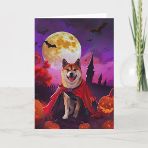 Halloween Akita Vampire Pumpkins Beängstigend Karte