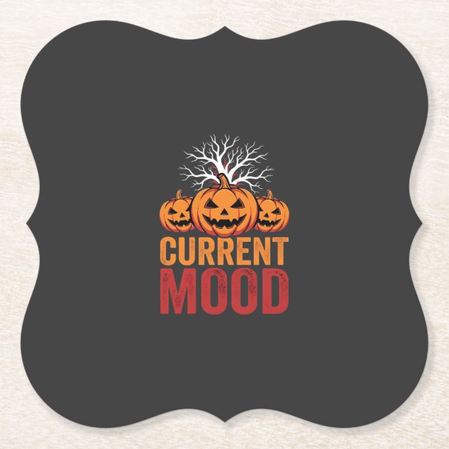 Halloween Aktuelle Stimmung Kürbisbaum Design Untersetzer (Vorderseite)