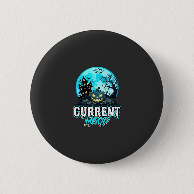 Halloween Aktuelle Stimmung Verlassener Kürbis Button (Vorderseite)