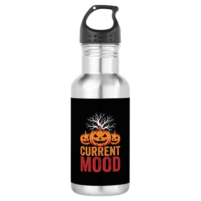 Halloween aktuelles Stimmung Kürbis Baum Design Edelstahlflasche (Vorderseite)