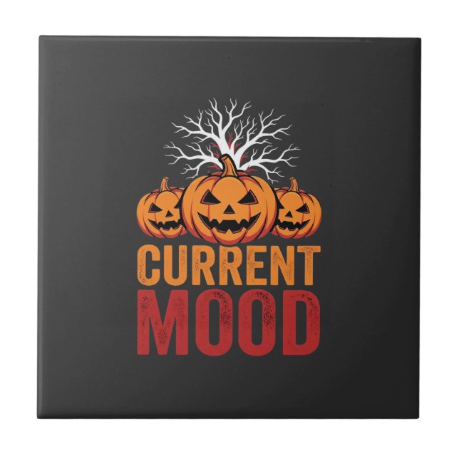 Halloween aktuelles Stimmung Kürbis Baum Design Fliese (Vorderseite)