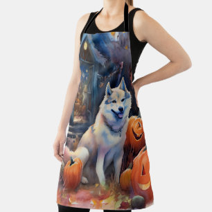 Halloween Alaskan Malamute mit Pumpkins Beängstige Schürze