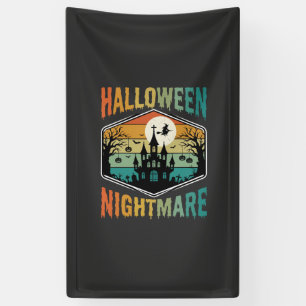 Halloween-Albtraum Geisterburg Retro Vektor Banner