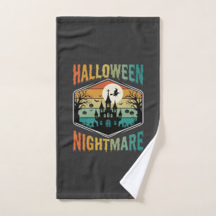 Halloween-Albtraum Geisterburg Retro Vektor Handtuch