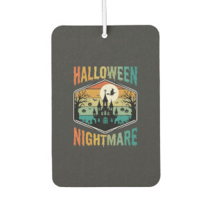 Halloween-Albtraum Gruselburg Retro Vektor Autolufterfrischer