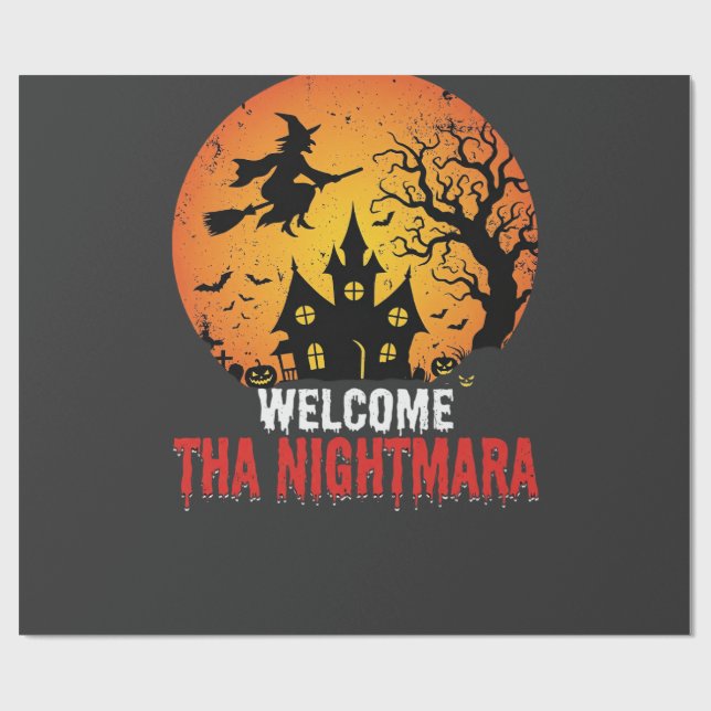 Halloween-Albtraum-Hexen-Haus-Design Geschenkpapier (Flach)