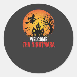 Halloween-Albtraum-Hexen-Haus-Design Runder Aufkleber