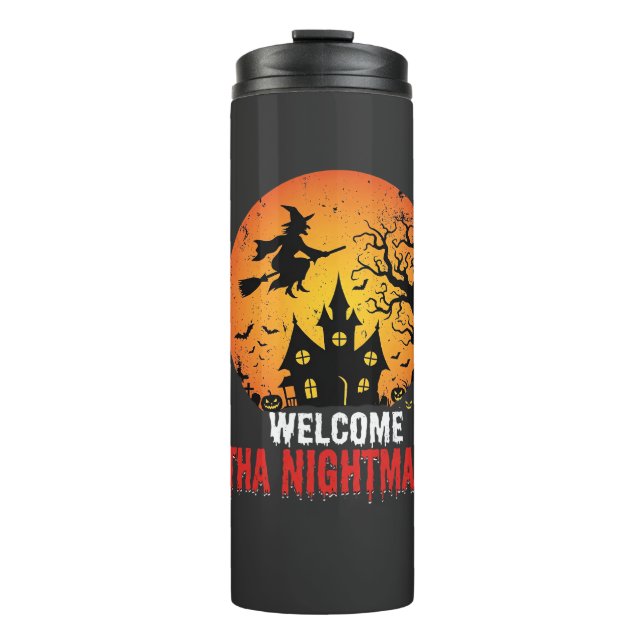 Halloween-Albtraum-Hexen-Haus-Design Thermosbecher (Vorderseite)