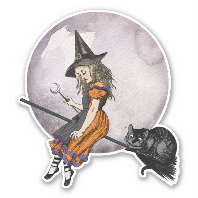 Halloween Alice im Wunderland Cheshire Cat Moon Aufkleber (Vorderseite)